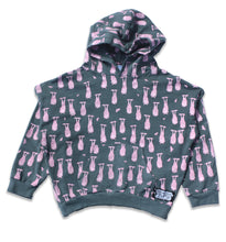 Load image into Gallery viewer, ADULT FLYING FOX FRUIT BAT UNISEX HOODIE in Pink and Grey