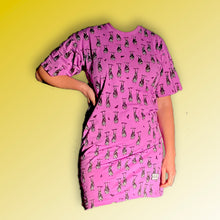Load image into Gallery viewer, FLYING FOX FRUIT BAT T-Shirt Dress in Violet