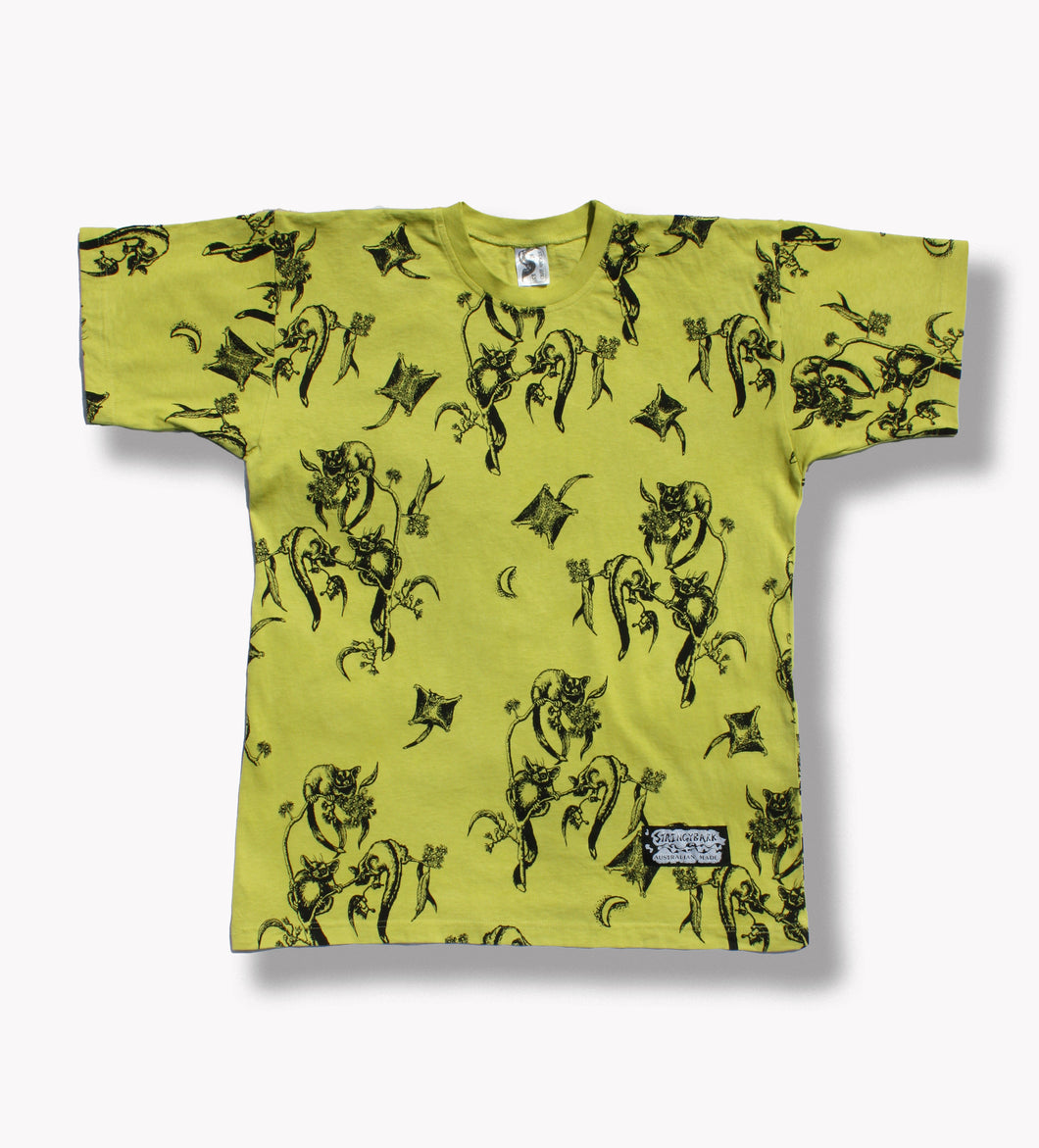 NOCTURNAL MARSUPIAL UNISEX T-SHIRT in Chartreuse