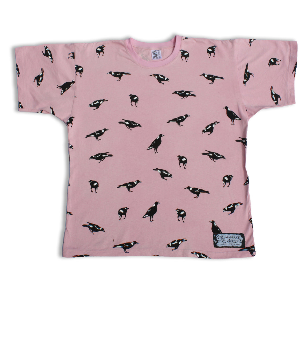 AUSTRALIAN MAGPIE UNISEX T-SHIRT in Mimi Pink