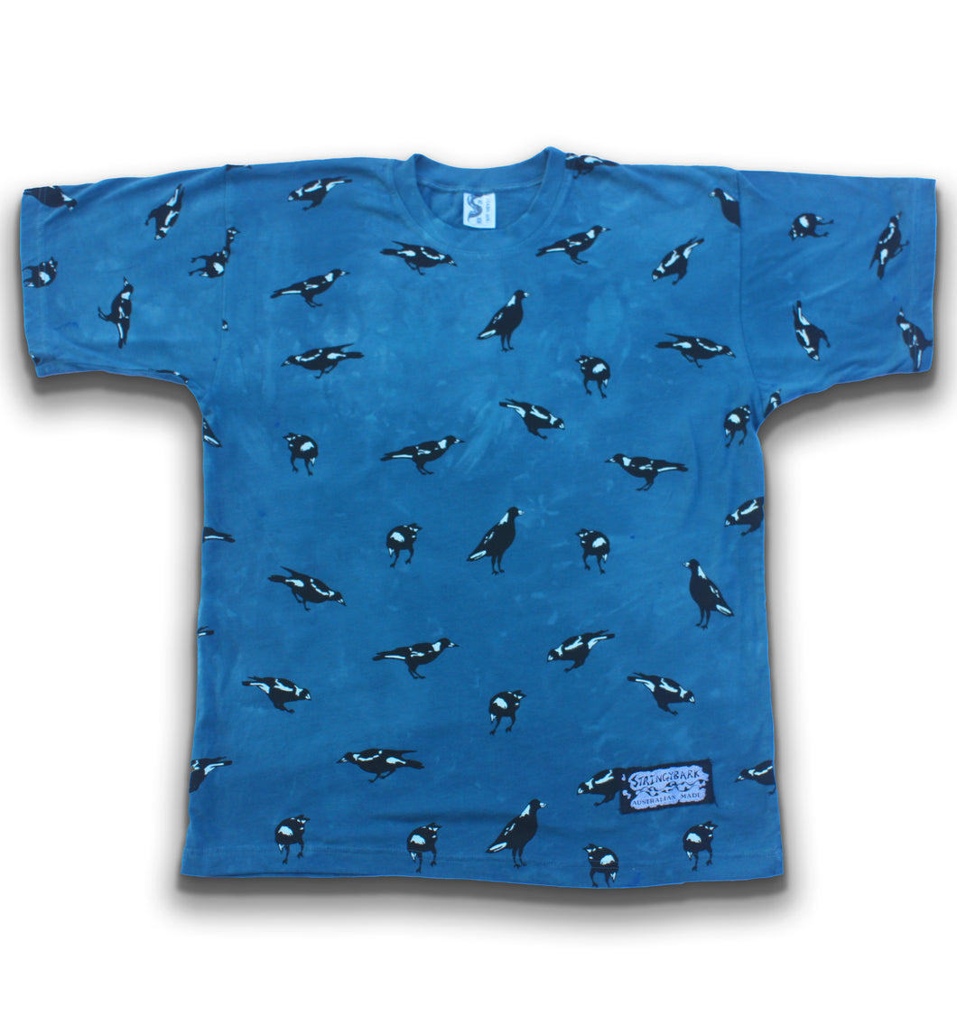 AUSTRALIAN MAGPIE UNISEX T-SHIRT in Prussian Blue