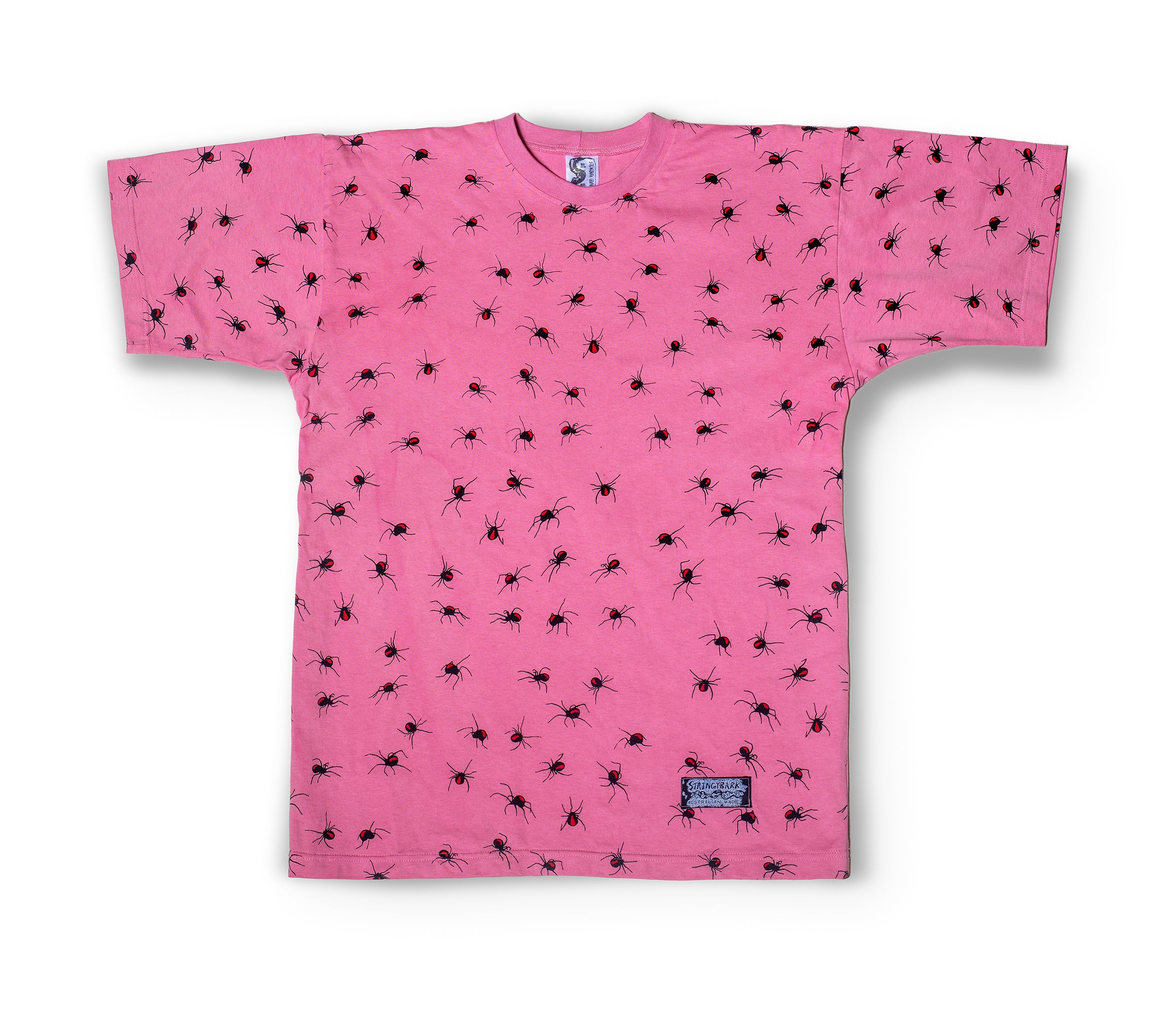 RED BACK SPIDER UNISEX T-SHIRT in Rose – Stringybark Graphics